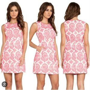 Diane Von Furstenburg Carpreena Mini Coral Floral Stamp tulip dress size 8